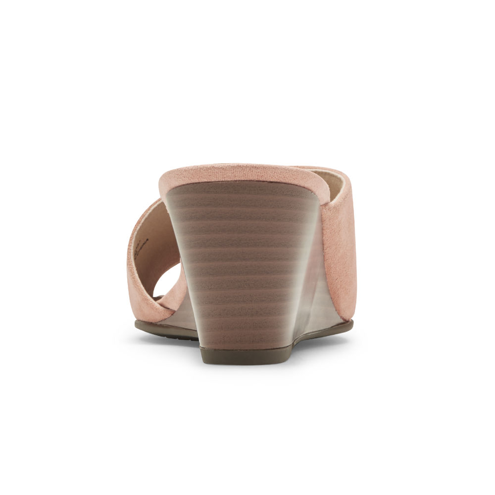 Klapki Rockport Damskie Różowe - Total Motion Taylor Asymmetrical - QP5643270